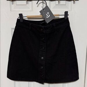 NWT Lazy Oaf Black Denim Mini Skirt Size 26 W 13.5 L 15.5”